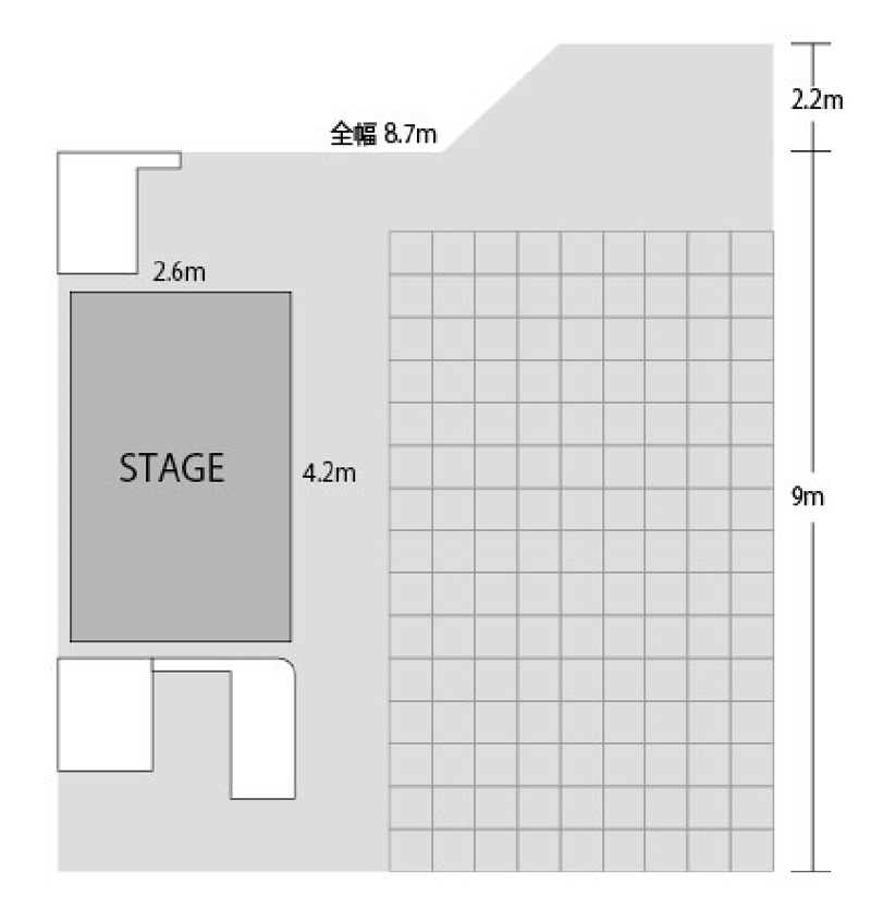 新宿・原宿・代々木・恵比寿・代官山からも近い面積81㎡、ステージ2.5×4mの広さがある渋谷レンタルスタジオ